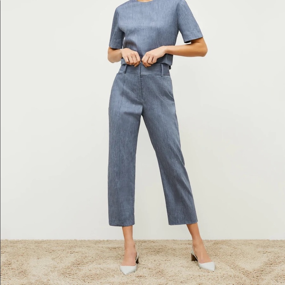 NWT MM La Fleur Chester Linen Pants in Blueberry Sz 2